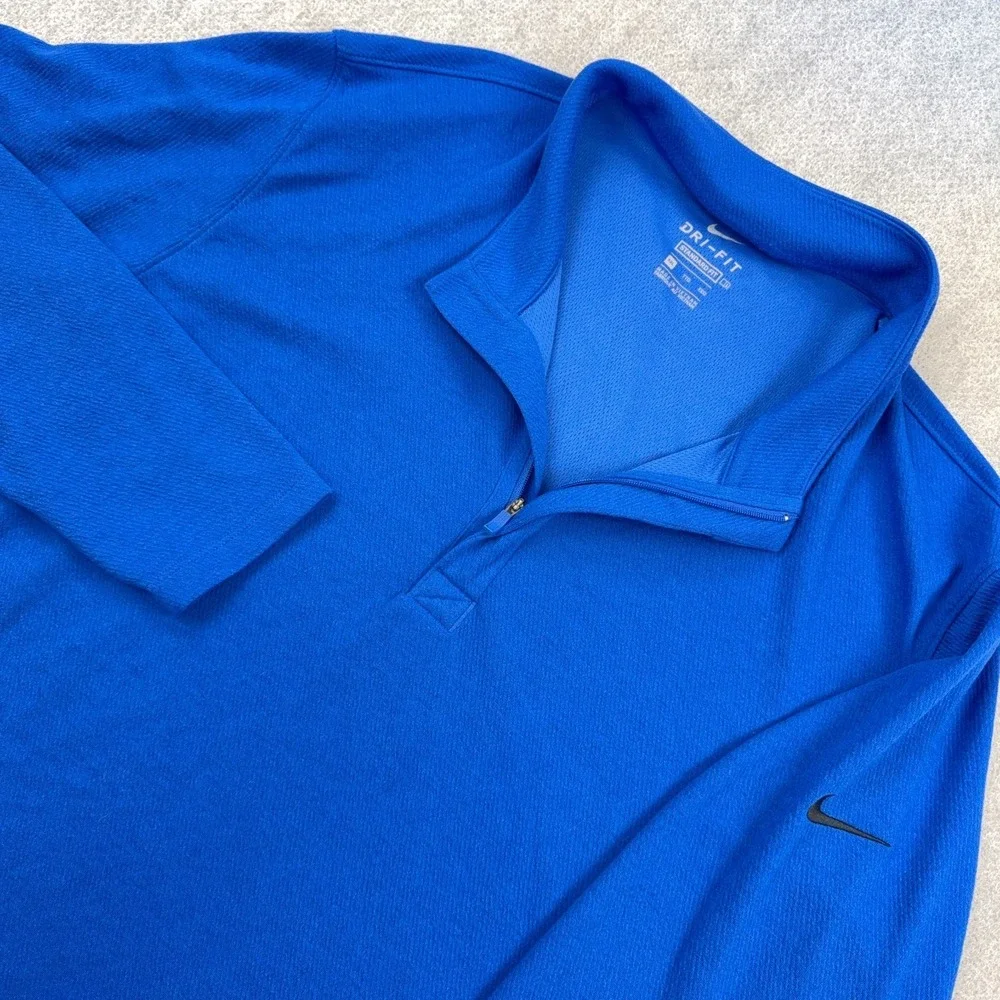 Nike Sweater Men XXL 2XL Blue Pullover Quarter Zip Dri Fit Standard Fit Golf
